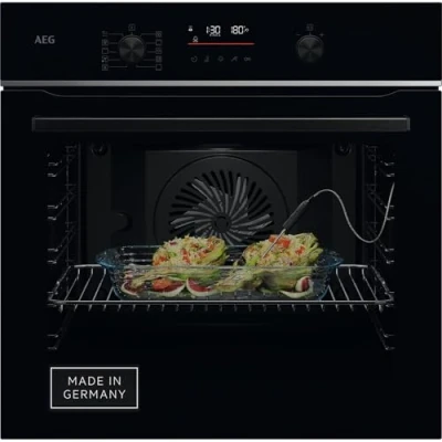 Abbildung von AEG Wifi Einbaubackofen Serie 5 LED Touchdisplay Made in Germany Pyrolyse Selbstreinigung Feuchtigkeitszugabe: Knusprige Krusten Kerntemperatursensor 45 Automatikprogramme TA5PB50WAB