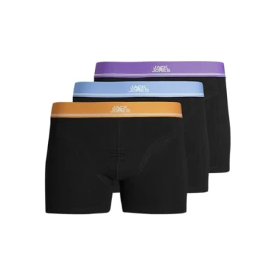 Abbildung von JACK&amp;JONES Herren Jackonga Solid Trunks 3 Pack Boxershorts, Deep Lavender/Pack:Black Black, M (3er Pack)