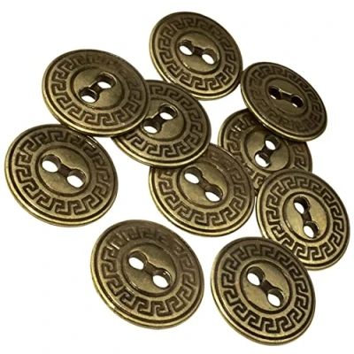 Abbildung von AERZETIX C56621 Set mit 10 Nähknöpfe aus Metall Ø20 mm 2 löchern Öffnung 3 antik goldfarben kurzwaren nähen kleidung handwerk jeans