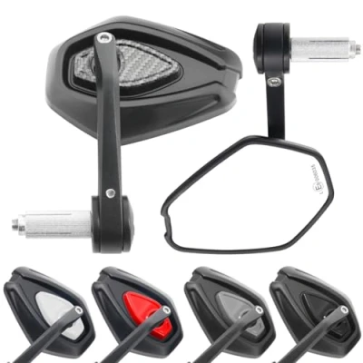 Abbildung von Area1 Universal Motorrad Spiegel für Lenker, 2 Stück Lenkerendenspiegel E geprüft, 360drehbarer Lenkerspiegel Motorrad, 7/8&quot; 22mm Seitenspiegel (Carbon)