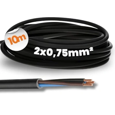 Abbildung von 10 Meter Lapp 1600250 H05RN F 2x0,75 mm² Gummileitung flexibel I UV resistent robust dünnes Gummikabel ohne Schutzleiter für Handgeräte und Elektrodekoration schwarz