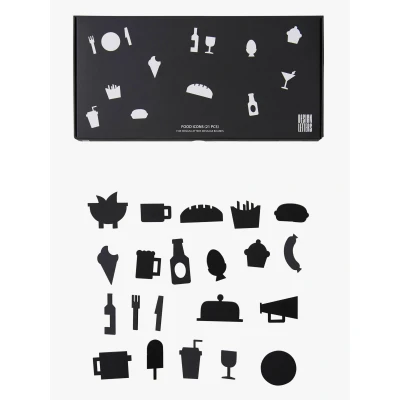 Abbildung von Design Letters Food Icons für Nachrichtentafel 21 St, Weiß