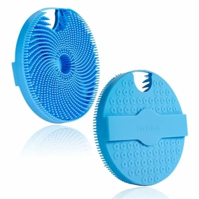 Abbildung von HIEERBUS Silikon Körperschrubber, sanftes Peeling Körperschrubber in der Dusche, Luffa mit leicht schäumenden Borsten, langlebig und hygienischer als herkömmlicher Dusch Luffa, 1 Stück, Blau