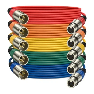 Abbildung von J&amp;D XLR Mikrofonkabel, Balanciertes Männlich zu Weiblich Kabel, Goldbeschichtet, 3 polige Lautsprecher Kabel für Mixer, Verstärker, Aufnahme, 5er Pack, 1,83 m