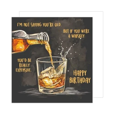 Abbildung von Edition Seidel Premium quadratische Geburtstagskarte mit Umschlag. Glückwunschkarte Happy Birthday Billet Karte Lustigem Spruch Whisky Mann Frau Humor (GQ187 SW024)