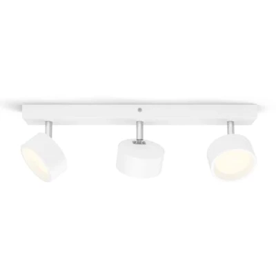 Abbildung von Philips Bracia 3 er LED Spots (16,5 W), dreiflammige Wandspots mit warmweißem Licht, energiesparende Raumbeleuchtung langer Nutzlebensdauer, weiß