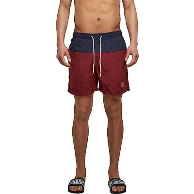 Abbildung von Urban Classics Block Badeshorts, Herren, Größe: 5XL, Navy/burgundy