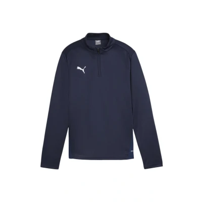 Abbildung von Puma Fussball Teamgoal Langarmshirt für Kinder, Größe: 128, Dunkelblauweissblau