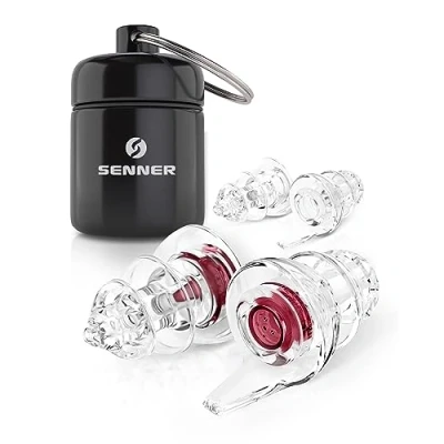Abbildung von Senner ® WomenPro Gehörschutz Earplugs Ohrstöpsel Frauen klein, weich und komfortabel, für kleinere Gehörgänge, Ohrenstöpsel rot/transparent, wiederverwendbar mit Alubehälter