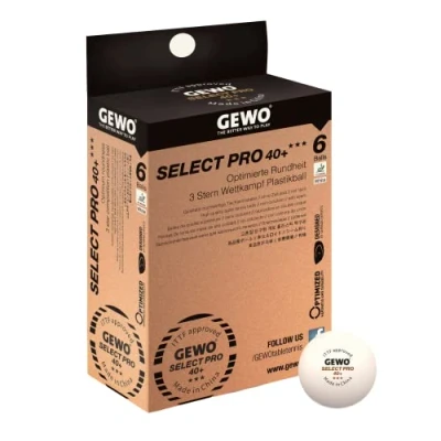 Abbildung von GEWO Select PRO Tischtennisbälle 3 Sterne Tischtennis Ball aus Plastik 40+ mit Naht ITTF zertifizierte Wettkampf Bälle 6 hochwertige Profi Tischtennisbälle, 40+mm Durchmesser, weiß