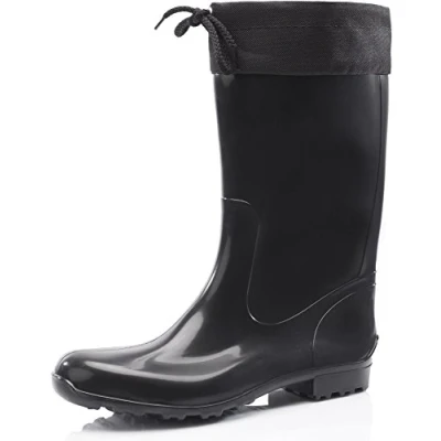 Abbildung von Ladeheid Gummistiefel Damen mit Stulpe Wasserdicht Regenstiefel für Jede Jahreszeit LA 968(Schwarz/Schwarz, 36 EU)