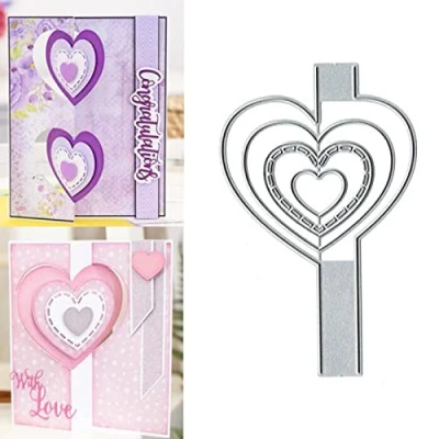Abbildung von Herz Metall Stanzformen, Federrahmen, Spitze, Herz, Brettkante, Stanzschablonen für DIY Präge, Fotos, dekorative Papierformen, Scrapbooking, Kartenherstellung