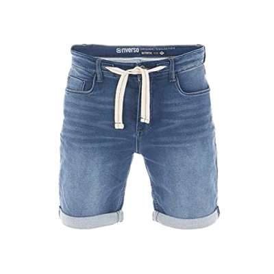 Abbildung von riverso Jeans Shorts Herren Stretch Kurz Kordelzug Regular Fit RIVPaul Kurze Hosen Bermuda Sommer Denim Einfarbig, Größe:W 40, Farbe:Middle Blue (M48)