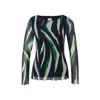 Abbildung von s.Oliver Black Label ALL OVER Print Bluse, Damen, Größe: 34, Navy