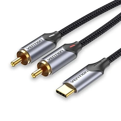 Abbildung von VENTION Typ C auf 2X RCA Audio Kabel, USB Cinch Kabel Stereo Y Splitter Adapterkabel, geeignet für Xiaomi, LG, Heimkino, Verstärker, DVD, TV, Lautsprecher usw. (3m/10ft)