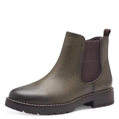 Abbildung von Jana Damen Stiefeletten ohne Absatz mit Reißverschluss Vegan, Grün (Olive), 39 EU
