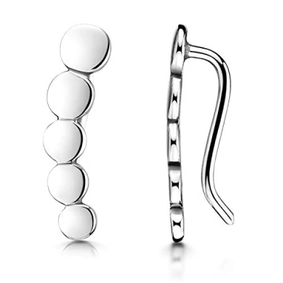 Abbildung von MATERIA Kleine Ohrklemmen Silber 925 Damen Teenager Kreise Plättchen Ohrringe Ear Climber Ohr Schmuck in Etui SO 413