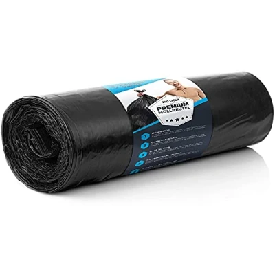 Abbildung von Müllsäcke 240 Liter 70 μ Premium Schwerlast XL für Industrie Extrem reißfest Rolle Sack schwarz Beutel Mülltonne Abfallsäcke (15 1 Rolle)