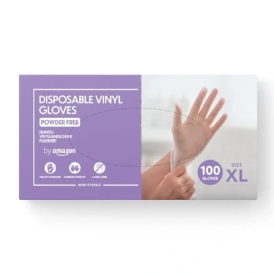 Abbildung von by Amazon Einweg Vinylhandschuhe, Größe XL, 100er Pack(Früher Marke Hevea)