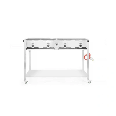 Abbildung von HENDI Gas Grill Master Quattro 133 x 60 92 cm inkl. 2x Rosten 1x Grillplatte elektronische Zündung , Gastro Edelstahl Propan