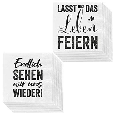 Abbildung von Servietten 40er Set │ 2 Motive Sprüche &quot;Leben&quot; 3lagige Papierserviette 33x33cm │stoffähnlich Tuch Partyzubehör (40er Serviette &quot;Leben&quot;)