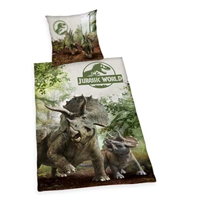 Abbildung von Herding Jurassic World Bettwäsche Set, Wendemotiv, Kopfkissenbezug 70 x 90 cm, Bettbezug 140 200 Mit leichtläufigem Reißverschluss, Baumwolle/Renforcé