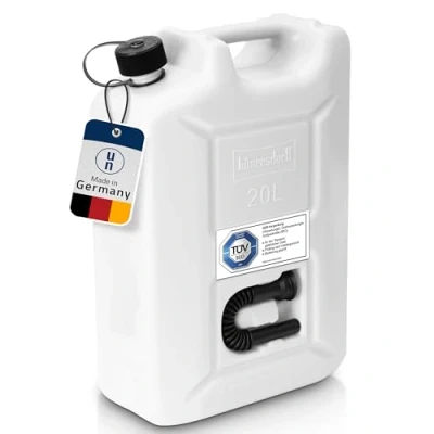 Abbildung von hünersdorff Kraftstoff Kanister Profi 20L für Benzin, Diesel und andere Gefahrgüter, UN Zulassung, Made in Germany, TÜV geprüfte Produktion, natur