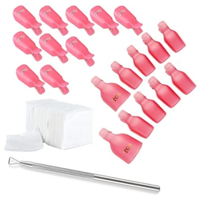 Abbildung von JZK 10x Nagel Klammer + Zehe Clips 200x Pads 1x Nagelhaut Schieber, Nagellackentferner für Acryl UV Gel Polish Remover Wrap Werkzeug