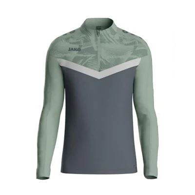 Abbildung von JAKO Ziptop Herren und Damen Iconic Gr. XL Anthra Light/Mintgrün/Soft Grey Atmungsaktives Unisex Sport Sweatshirt mit Keep Dry Funktion wärmender, weicher Fleece Innenseite