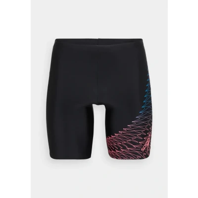 Abbildung von Speedo Herren Gala Lagenschwimmhose mit Logo Schwimmtraining Hochentwickeltes Material Sportliches Design Schwimmbekleidung, Schwarz/Neon Coral, 38
