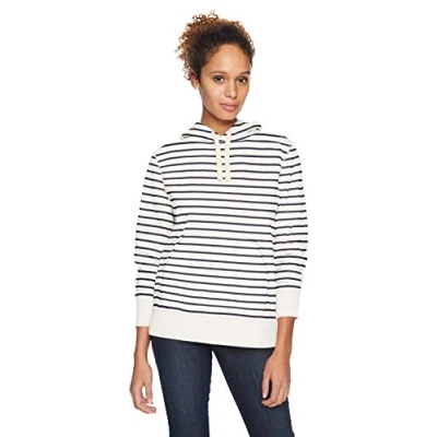 Abbildung von Amazon Essentials Damen Fleece Kapuzenpullover (in Übergröße erhältlich), Weiß Streifen, M