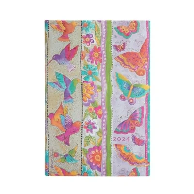 Abbildung von Paperblanks 12 Monatskalender 2024 Kolibri und Schmetterlinge Horizontal Mini (100 x 140 mm)