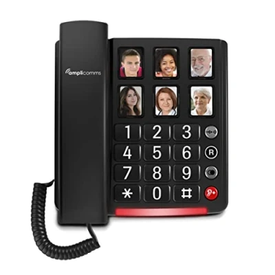 Abbildung von Amplicomms BigTel 40 Plus, schnurgebundenes Telefon, 6 Bild Direktwahltasten, extra hohe Hörerlautstärke +40dB, Laute Klingeltöne, Hörgerätekompatibel