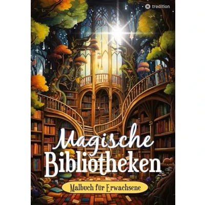 Abbildung von Fantasy Malbuch für Erwachsene und Jugendliche Magische Bibliotheken Fantasiewelt Bücher Ausmalbuch Stressabbau &amp; Achtsamkeit: ... Bücherei Magie Mystik Zauberwelt