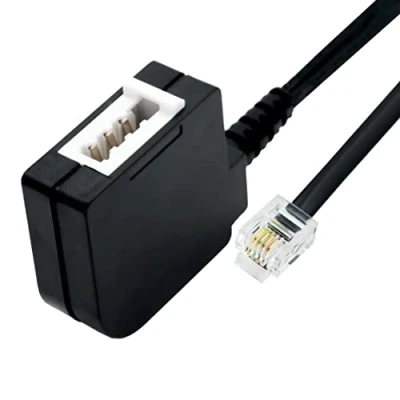 Abbildung von BIGtec Telefon TAE Adapter F Buchse auf RJ11/RJ14 6P4C Stecker Telefonadapter Adapterkabel Festnetz Router Modem Splitter Telefonkabel Kabel 0,2m schwarz