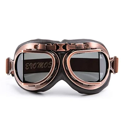 Abbildung von evomosa Motorradbrillen Vintage Cruiser Scooter Goggle Outdoor Sandbrille Bike Racer Touring Brillen (Copper, Smoke)