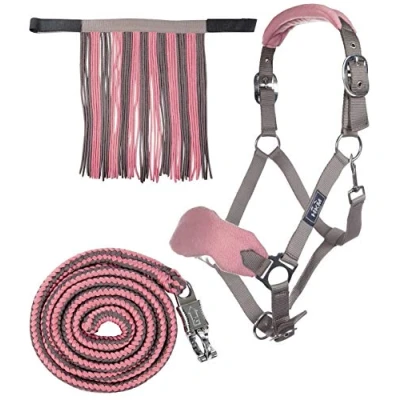 Abbildung von HKM 10734 Halfterset, Halfter Fliegenfransen Strick 180cm Panikhaken, Pony VB WB