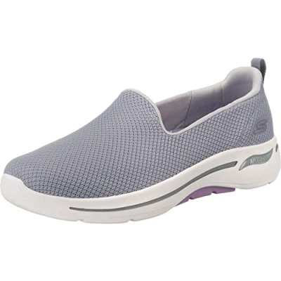 Abbildung von Skechers Damen Go Walk Arch Fit Grateful Sneakers, Grau/Lavendel, 41 EU