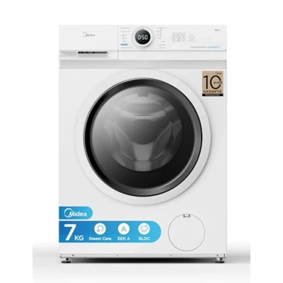 Abbildung von Midea MF10EW70B Waschmaschine / 7kg 1400 U/Min/EEK A/Inverter Quattro Motor/Dampffunktion/Grosse Trommel/Nachlegefunktion/Kindersicherung/AquaStop, Weiß
