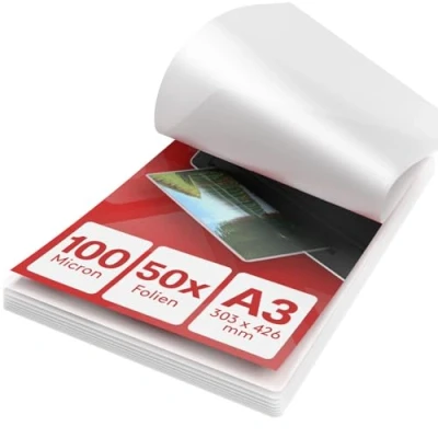 Abbildung von ACROPAQ Laminierfolien A3 100 mic, 50 Stück, Glaenzend, Premium Qualität, Abgerundete Ecken, Geeignet für Bastelmaterial und Beschilderungen 18004