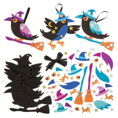Abbildung von Baker Ross FN285 Krähe Halloween Dekoration 8er Pack, Basteln für Kinder, Dekorationen