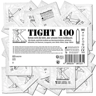 Abbildung von Kondomotheke TIGHT, enge Kondome mit 49mm Breite, hohe Qualität, sicher und zuverlässig für professionelle Ansprüche geeignet hervorragendes Preis Leistungsverhältnis, 1 x 100 Stück