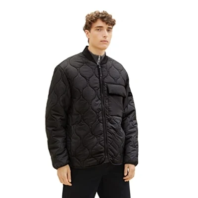 Abbildung von TOM TAILOR Denim Herren 1036189 Relaxed Fit Steppjacke mit Bomberkragen, 10415 Dusty Olive Green, XXL