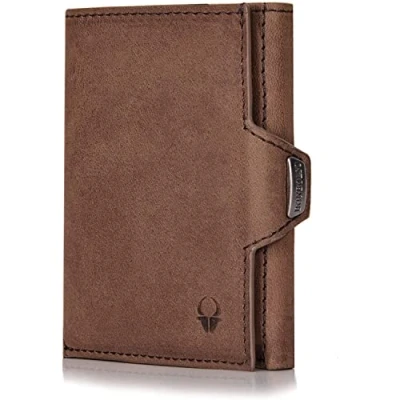 Abbildung von DONBOLSO NextGen Slim Leder Herren Geldbörsen mit Münzfach und RFID Schutz Wallet für Karten Bargeld Kompakte Kartenetui Portemonnaie Braun Vintage, 9 x 7,1 2 cm