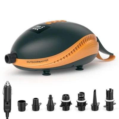 Abbildung von OutdoorMaster The Dolphin 20PSI Hochdruck SUP Pumpe Elektrische, 12V DC Auto Anschluss Luftpumpe, Quick Air Inflator &amp; Off für Aufblasbares Paddle Board Boote Wassersport