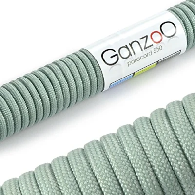 Abbildung von Ganzoo Paracord 550 Seil Silber Grau 4mm Schnur Typ 3, Nylon &amp; Polyester, ideal für Basteln von Hundeleine Halsband Armband/Camping Survival und Outdoor 30 Meter Allzweckseil 7 Innenstränge