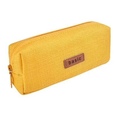 Abbildung von iSuperb Federmäppchen Mädchen Mäppchen Jungen Studenten Federmappe Unisex Stifte Organizer Kosmetiktasche klein Leinen Federtasche für Damen Einschulung Geschenk Schulsachen (Gelb)