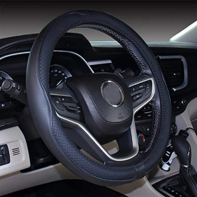 Abbildung von Mayco Bell 2019 Neue Schwarze Mikrofaser Leder kleine Lenkradabdeckung für Prius Civic 35 36.25 cm