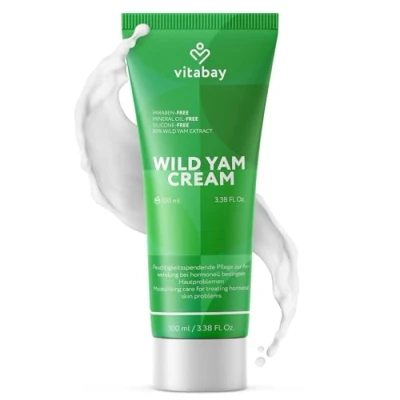 Abbildung von Vitabay Wild Yams Creme 100 ml 80% Yamswurzel Extrakt für Gesicht und Körper 64% Diosgenin Wechseljahre Yam Wurzel Cream 100% Nano frei &amp; ohne Synthetische Hormone
