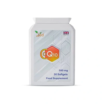 Abbildung von Ved&#039;s CoQ10 500 mg Co Enzym Q10 Höchste Festigkeit Natürlich fermentiertes Ubiquinon Coenzym Überlegene natürliche Formel 30 Kapseln 1 Monatsvorrat